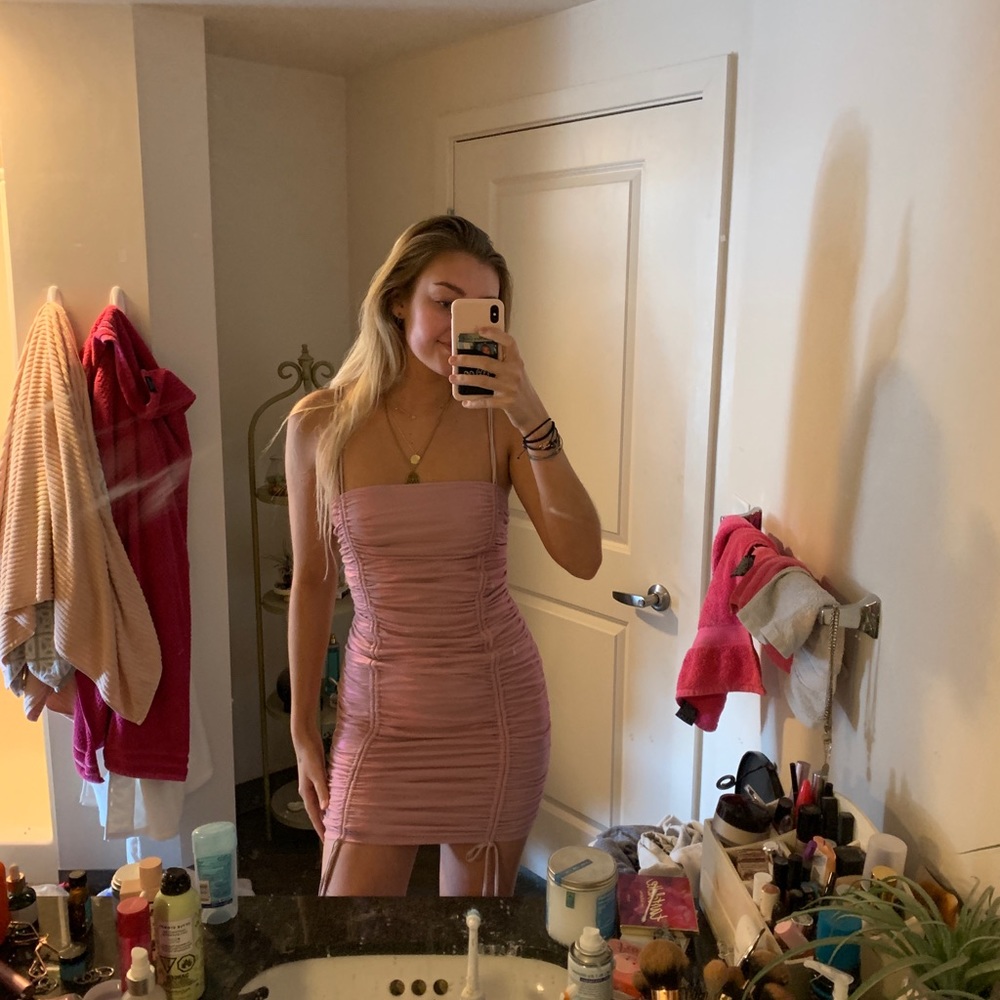 Pink metallic sinch dress